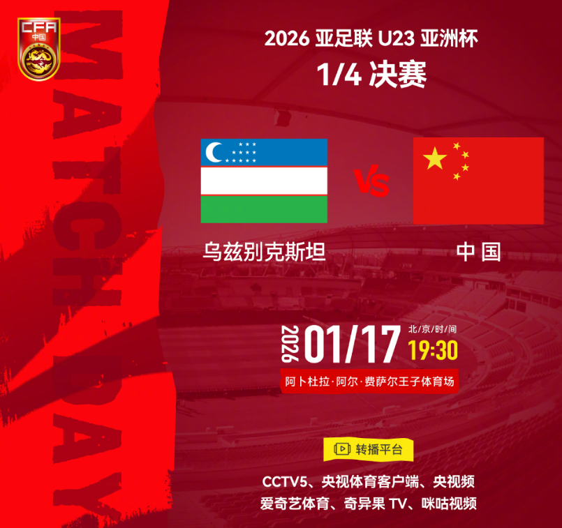 苹果下载-CCTV5直播，中国U23冲击四强，防守阵容更齐整，前场有两个变数